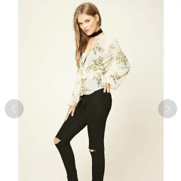 Forever 21 Contemporary Floral Blouse Large - Picture 14 of 14